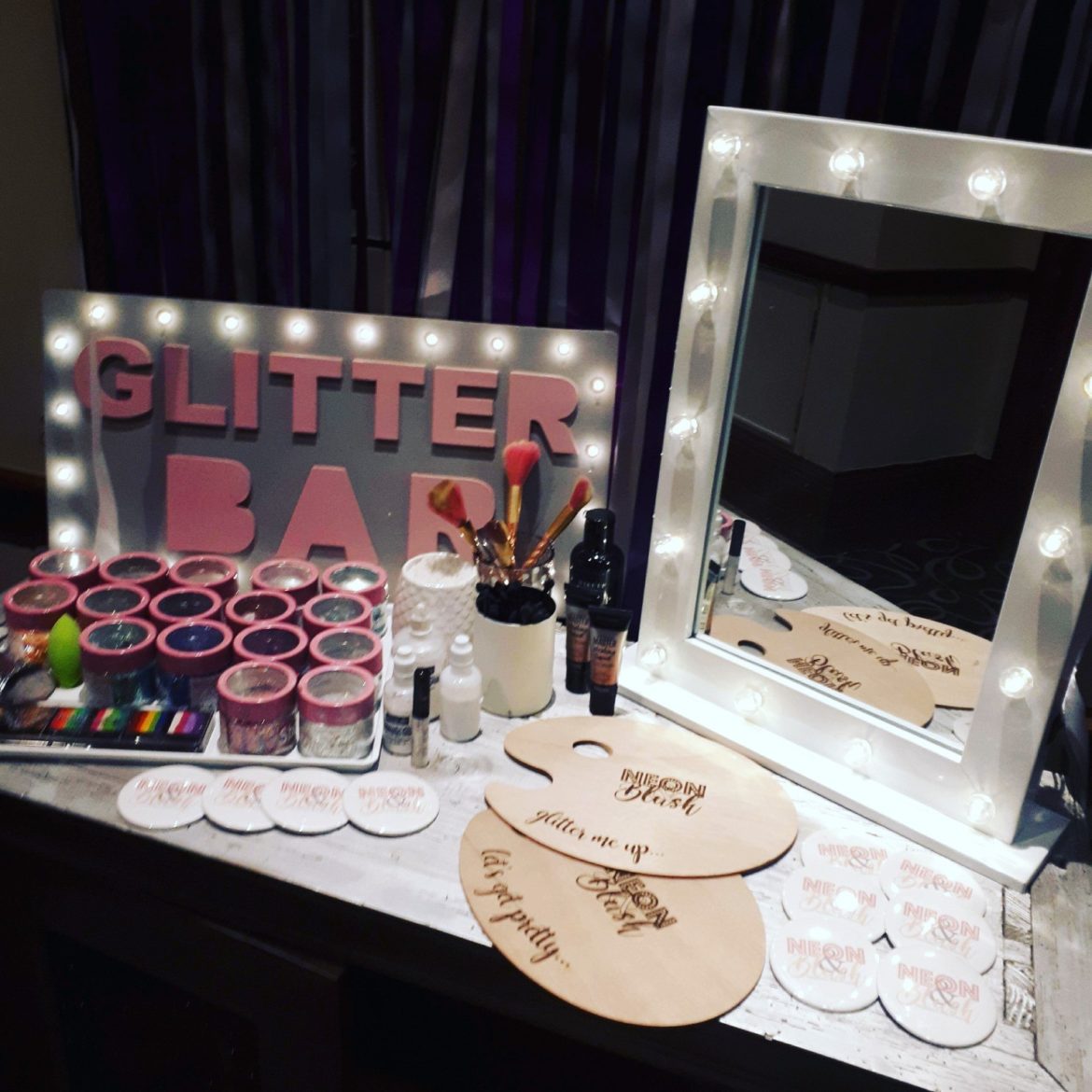 Glitter Bar And Make-Up Artists Hire - Neon and Blush Weddings and Events