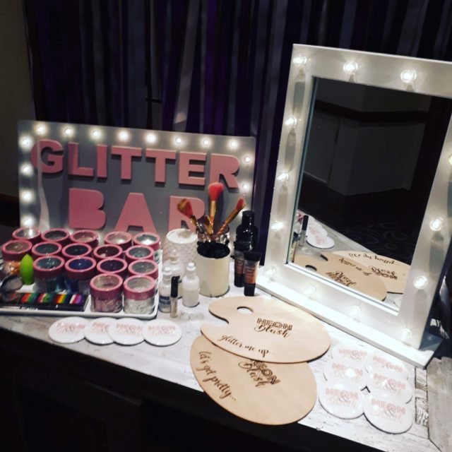 Glitter Bar And MakeUp Artists Hire Neon and Blush Weddings and Events